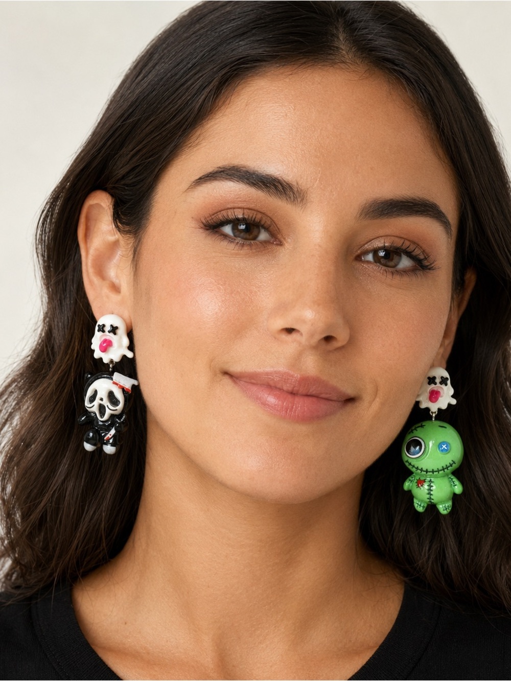 Halloween Ghostface & Scrump Mismatched Statement Dangle Earrings